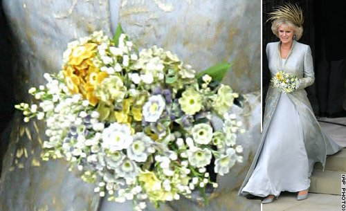 Camilla, Duchess of Cornwall, flowers were tied with the same kind of silk as her gown.jpg