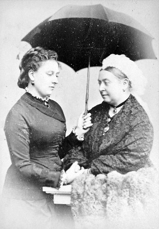 Princess Beatrice with her mother, Queen Victoria; ca 1881